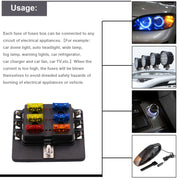 Kit portafusibili per morsettiera per PC con scatola fusibili 1 in 6 fuori con indicatore di avviso LED per barca per camion per auto, 1 in 6 Out (PC Terminal Block)