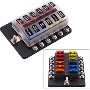 Kit portafusibili con sezione terminale a vite per scatola fusibili 1 in 12 con indicatore di avviso LED per barca per camion per auto, 1 in 12 Out (Screw Terminal Section)