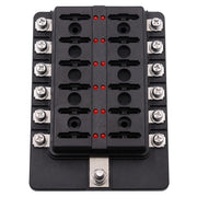Kit portafusibili con sezione terminale a vite per scatola fusibili 1 in 12 con indicatore di avviso LED per barca per camion per auto, 1 in 12 Out (Screw Terminal Section)