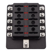 Kit portafusibili con sezione terminale a vite per scatola fusibili 1 in 10 con indicatore di avviso LED per barca per camion per auto, 1 in 10 Out (Screw Terminal Section)