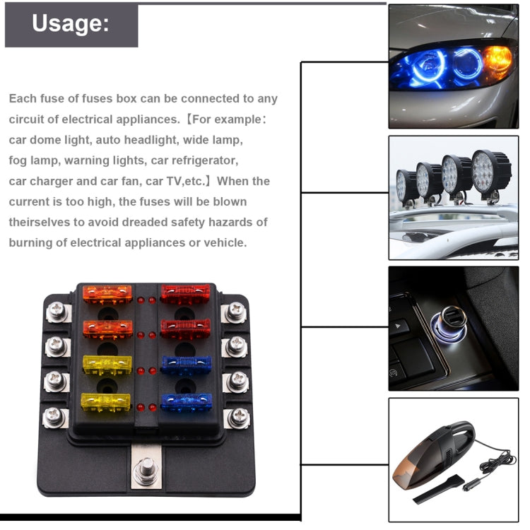 Kit portafusibili 1 in 8 uscite con LED indicatore