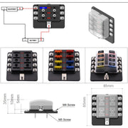 Kit portafusibili con sezione terminale a vite per scatola fusibili 1 in 8 uscite con indicatore di avviso LED per barca per camion per auto, 1 in 8 Out (Screw Terminal Section)