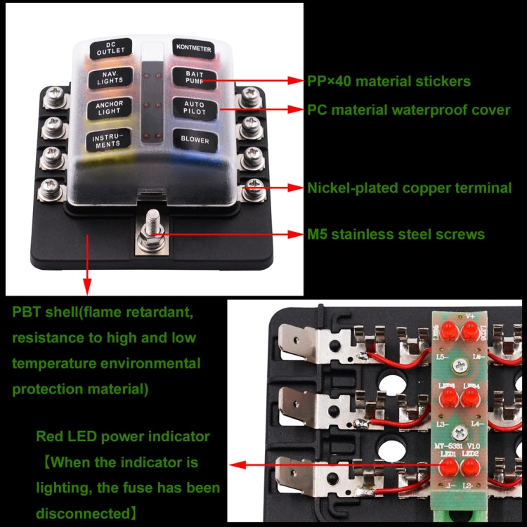 Kit portafusibili 1 in 8 uscite con LED indicatore