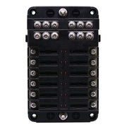 Kit portafusibili con scatola fusibili a lama per circuito a 12 vie, positivo e negativo indipendente, 1 in 12, con indicatore di avviso LED per auto, camion, barca, 1 in 12 Out