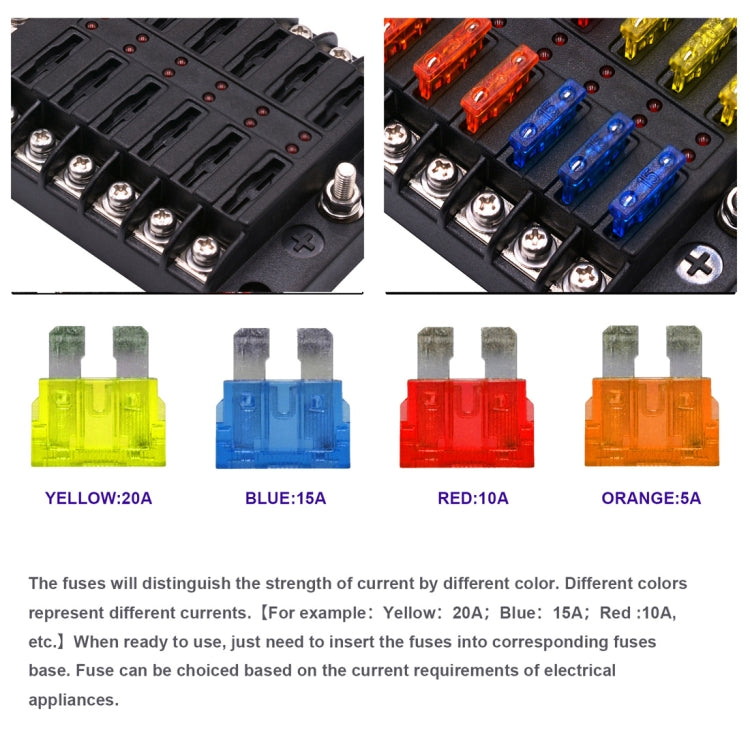 Kit portafusibili a lama 12 vie con indicatore LED
