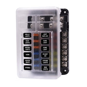Kit portafusibili con scatola fusibili a lama per circuito a 12 vie, positivo e negativo indipendente, 1 in 12, con indicatore di avviso LED per auto, camion, barca, 1 in 12 Out