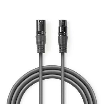 Balanced Audio Cable | XLR 3-Pin Male | XLR 3-Pin Female | Nickel Plated | 10.0m | Round | PVC | Dark Gray | Gift Box