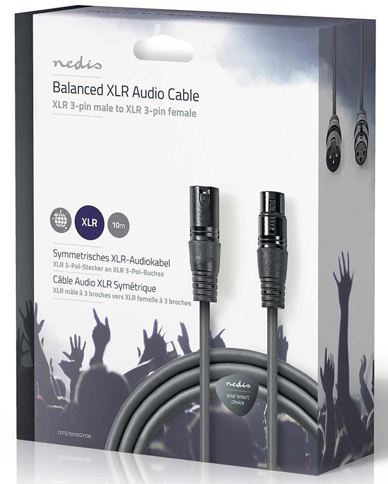 Cavo audio bilanciato XLR a 3 pin maschio-femmina 10m COTG15010GY100 5412810295654 ND1975