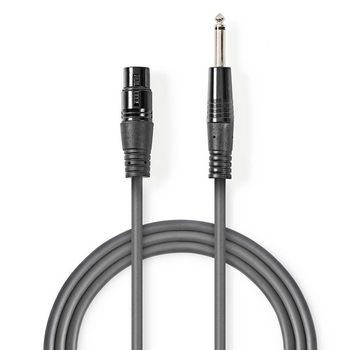 Unbalanced Audio Cable | XLR 3-Pin Female | 6.35mm Male | Nickel Plated | 10.0m | Round | PVC | Dark Gray | Gift Box