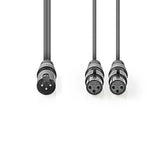Cavo Audio XLR Bilanciato | Maschio a 3 Pin XLR - 2x Femmina a 3 Pin XLR | 1.5 m | Grigio 5412810295593 COTH15025GY15