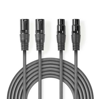 Balanced Audio Cable | 2x XLR 3-Pin Male | 2x XLR 3-Pin Female | Nickel Plated | 5.00 m | Round | PVC | Dark Gray | Carton Sleeve