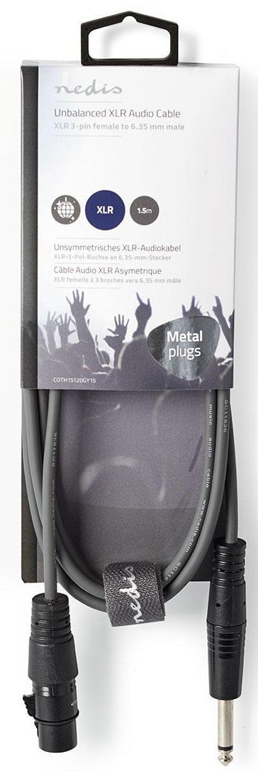 Cavo Audio XLR non Bilanciato Femmina a 3 Pin XLR-Maschio da 6,35mm 1.5m  COTH15120GY15 5412810295395 ND4564