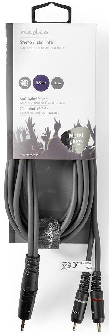 Cavo audio stereo 3,5 mm maschio -2x maschio RCA 3m COTH22200GY30 5412810295210 ND1872