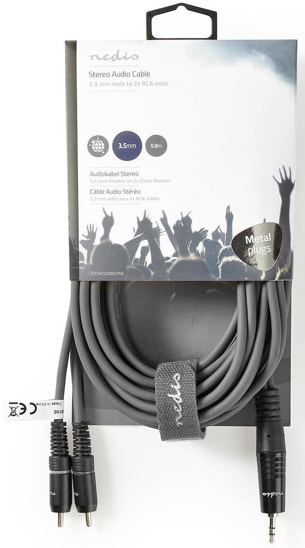 Cavo audio stereo 3,5 mm maschio-2x maschio RCA 5m COTH22200GY50 5412810295227 ND9081
