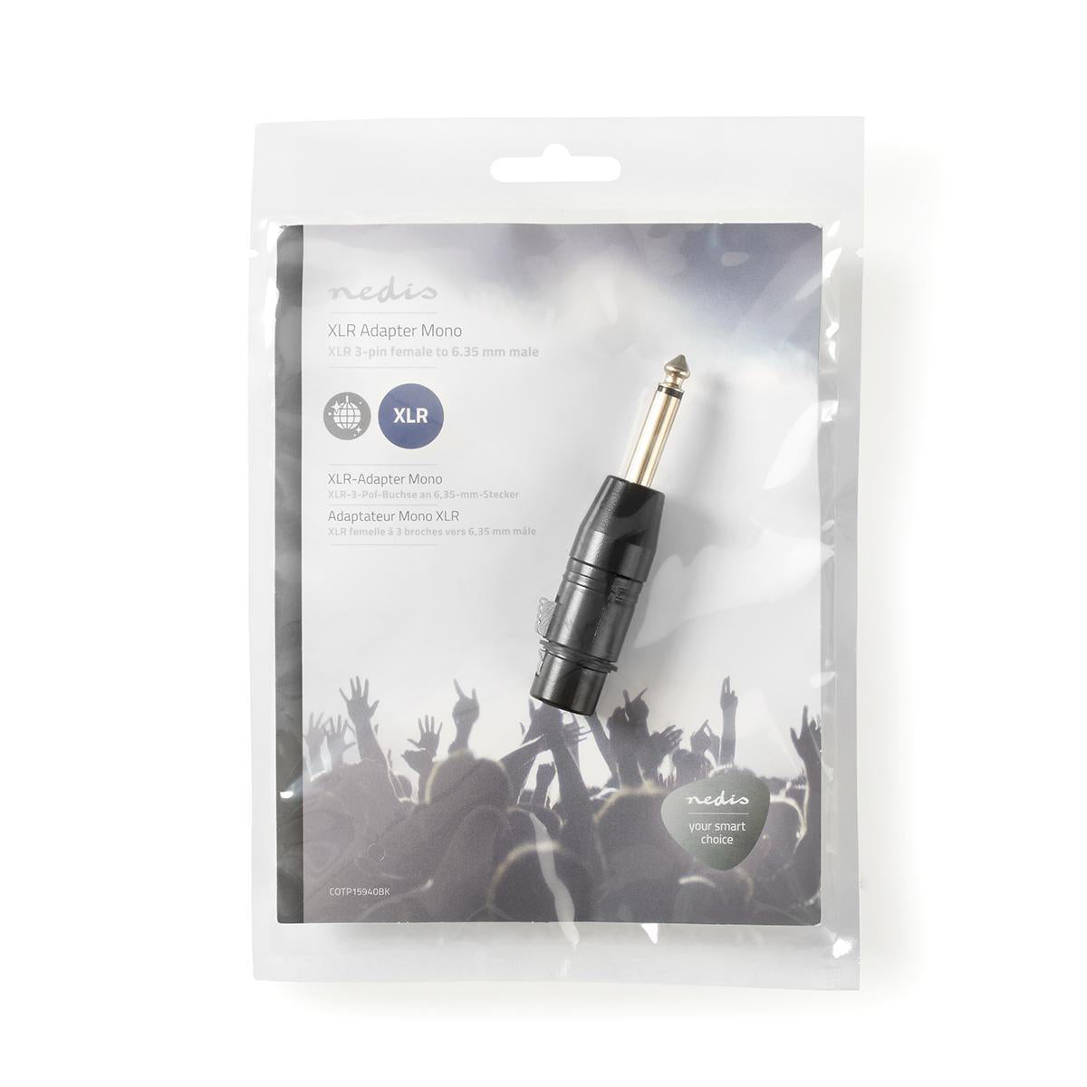 Adattatore XLR Mono | Femmina a 3 Pin XLR - Maschio da 6,35 mm | Nero - COTP15940BK Codice EAN: 5412810296224 541281029622  ND2655