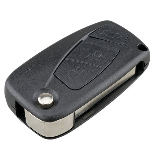 Per chiavi auto FIAT, custodia sostitutiva a 3 pulsanti con supporto laterale per batteria, Black, Blue