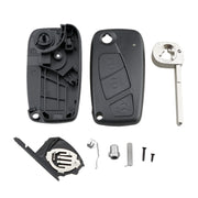 Per chiavi auto FIAT, custodia sostitutiva a 3 pulsanti con supporto laterale per batteria, Black, Blue