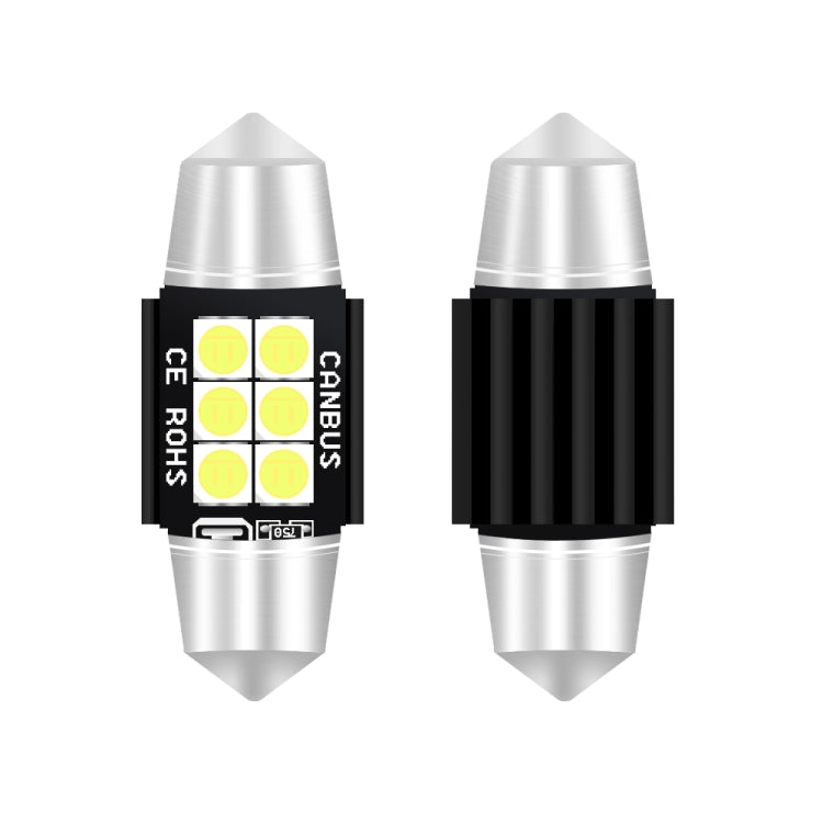 2 PZ 31mm DC12V-24V 3W 6000K 660LM 6LED SMD-3030 Lampada da lettura per auto/Luce targa, 31mm (3W)