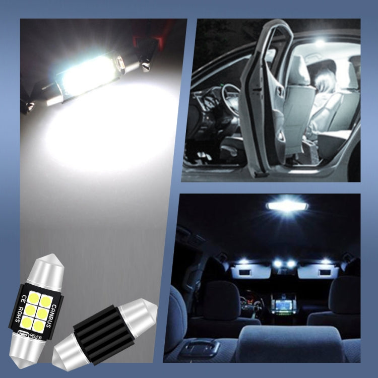 2 PZ 31mm DC12V-24V 3W 6000K 660LM 6LED SMD-3030 Lampada da lettura per auto/Luce targa, 31mm (3W)