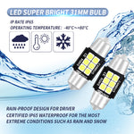 2 PZ 31mm DC12V-24V 3W 6000K 660LM 6LED SMD-3030 Lampada da lettura per auto/Luce targa, 31mm (3W)