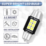 2 PZ 36mm DC12V-24V 3W 6000K 660LM 6LED SMD-3030 Lampada da lettura per auto / Luce targa, 36mm (3W)