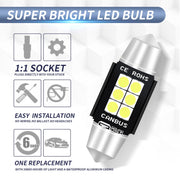 2 PZ 36mm DC12V-24V 3W 6000K 660LM 6LED SMD-3030 Lampada da lettura per auto / Luce targa, 36mm (3W)