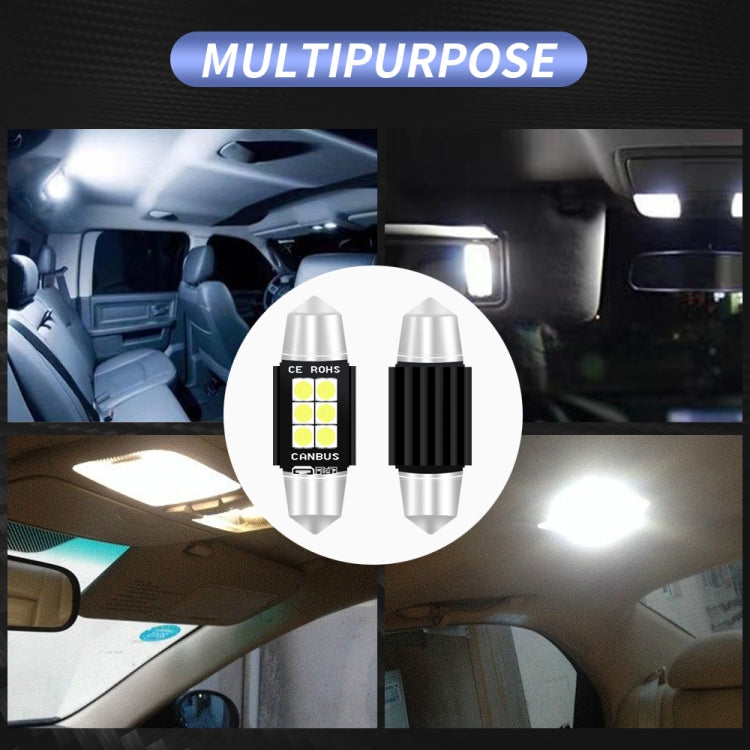 2 PZ 36mm DC12V-24V 3W 6000K 660LM 6LED SMD-3030 Lampada da lettura per auto / Luce targa, 36mm (3W)