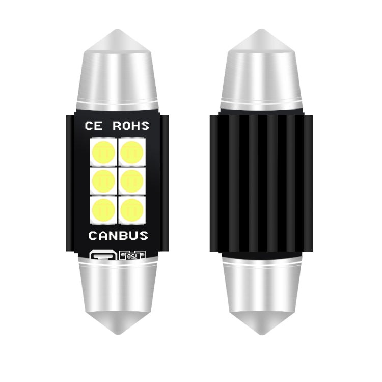 2 PZ 39mm DC12V-24V 3W 6000K 660LM 6LED SMD-3030 Lampada da lettura per auto/Luce targa, 39mm (3W)