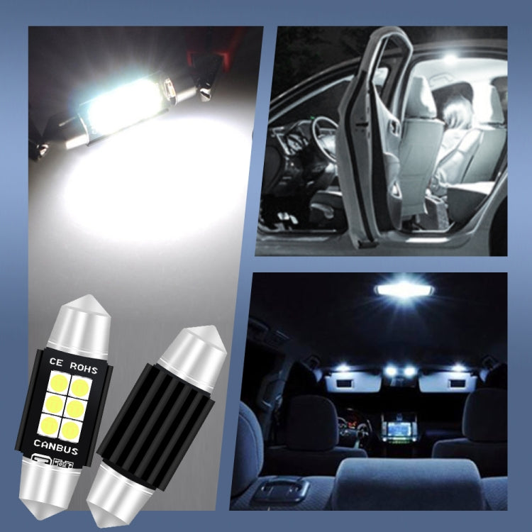 2 PZ 39mm DC12V-24V 3W 6000K 660LM 6LED SMD-3030 Lampada da lettura per auto/Luce targa, 39mm (3W)