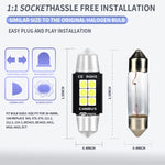 2 PZ 39mm DC12V-24V 3W 6000K 660LM 6LED SMD-3030 Lampada da lettura per auto/Luce targa, 39mm (3W)