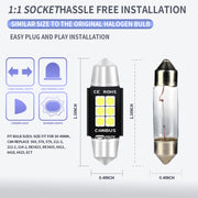 2 PZ 39mm DC12V-24V 3W 6000K 660LM 6LED SMD-3030 Lampada da lettura per auto/Luce targa, 39mm (3W)