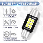 2 PZ 39mm DC12V-24V 3W 6000K 660LM 6LED SMD-3030 Lampada da lettura per auto/Luce targa, 39mm (3W)