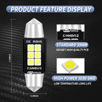 2 PZ 39mm DC12V-24V 3W 6000K 660LM 6LED SMD-3030 Lampada da lettura per auto/Luce targa, 39mm (3W)