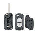 Per RENAULT Clio / Megane / Kangoo / Modus Chiavi di ricambio per auto 2 pulsanti Custodia per chiave con stelo della chiave pieghevole, For RENAULT Clio 2 Buttons
