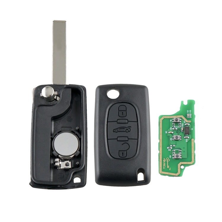 Per chiave auto telecomando intelligente PEUGEOT 3 pulsanti con chip integrato, batteria, supporto e stelo chiave con fessura, frequenza: 433 MHz, 3 Buttons