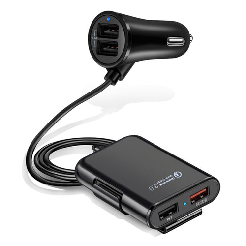 Caricatore da auto USB HMQ-C801 da 1,8 m 8 A max 4 porte con HUB USB estensibile per la ricarica del sedile anteriore e posteriore, HMQ-C801