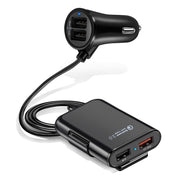 Caricatore da auto USB HMQ-C801 da 1,8 m 8 A max 4 porte con HUB USB estensibile per la ricarica del sedile anteriore e posteriore, HMQ-C801