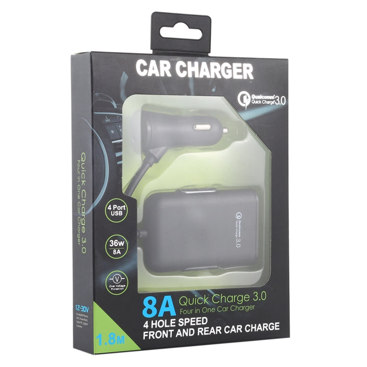 Caricatore auto USB 4 porte con HUB estensibile 1,8 m