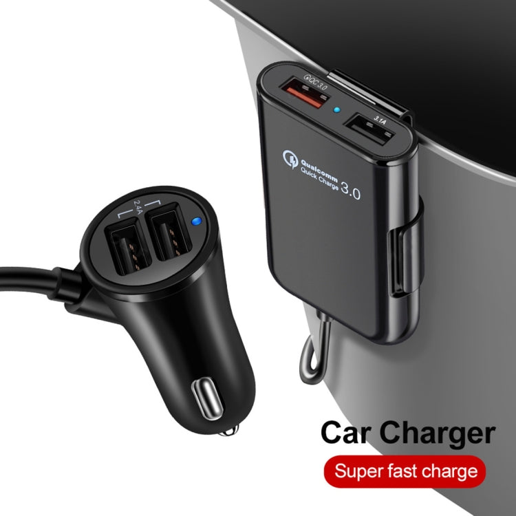 Caricatore auto USB 4 porte con HUB estensibile 1,8 m