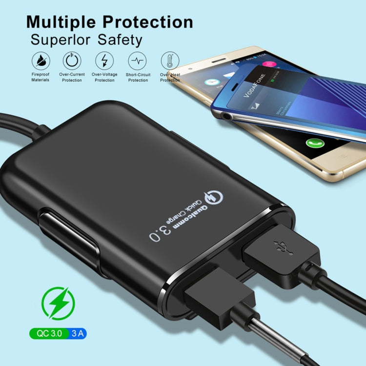 Caricatore auto USB 4 porte con HUB estensibile 1,8 m