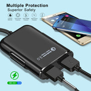 Caricatore da auto USB HMQ-C801 da 1,8 m 8 A max 4 porte con HUB USB estensibile per la ricarica del sedile anteriore e posteriore, HMQ-C801