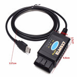 Strumento scanner diagnostico automatico USB OBDII con interfaccia ELM327 con interruttore, Auto Diagnostic Scanner
