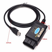 Strumento scanner diagnostico automatico USB OBDII con interfaccia ELM327 con interruttore, Auto Diagnostic Scanner