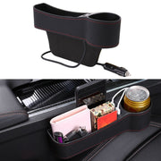 Console per sedile copilota multifunzionale per auto Scatola in pelle PU Accendisigari Tasca di ricarica Portabicchieri Sedile Gap Scatola portaoggetti laterale, Co-pilot Seat