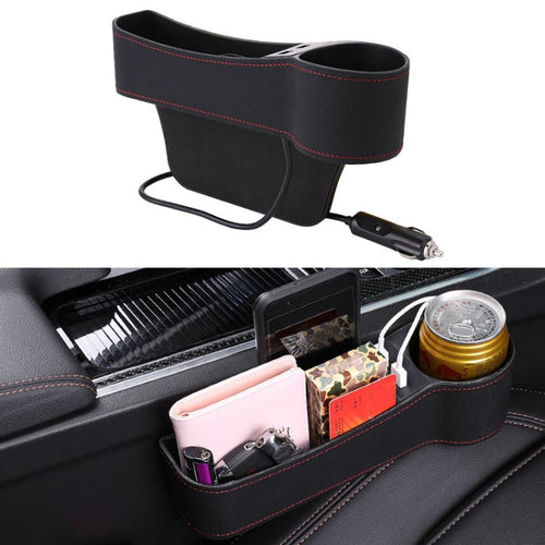 Console per sedile copilota multifunzionale per auto Scatola in pelle PU Accendisigari Tasca di ricarica Portabicchieri Sedile Gap Scatola portaoggetti laterale, Co-pilot Seat