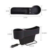 Console per sedile conducente multifunzionale per auto Scatola in pelle PU Accendisigari Tasca di ricarica Portabicchieri Gap per sedile Scatola portaoggetti laterale, Driver Seat