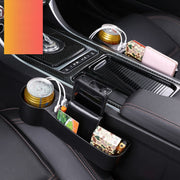 Console per sedile conducente multifunzionale per auto Scatola in pelle PU Accendisigari Tasca di ricarica Portabicchieri Gap per sedile Scatola portaoggetti laterale, Driver Seat