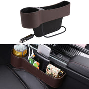 Console per sedile conducente multifunzionale per auto Scatola in pelle PU Accendisigari Tasca di ricarica Portabicchieri Gap per sedile Scatola portaoggetti laterale, Driver Seat