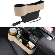 Console per sedile conducente multifunzionale per auto Scatola in pelle PU Accendisigari Tasca di ricarica Portabicchieri Gap per sedile Scatola portaoggetti laterale, Driver Seat