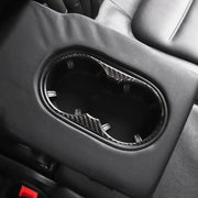 Adesivo decorativo per pannello portabicchieri posteriore in fibra di carbonio per auto per Volkswagen Touareg, Rear Armrest Water Cup Holder
